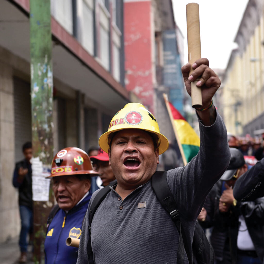 Mineurs manifestants contre le gouvernement Bolivien